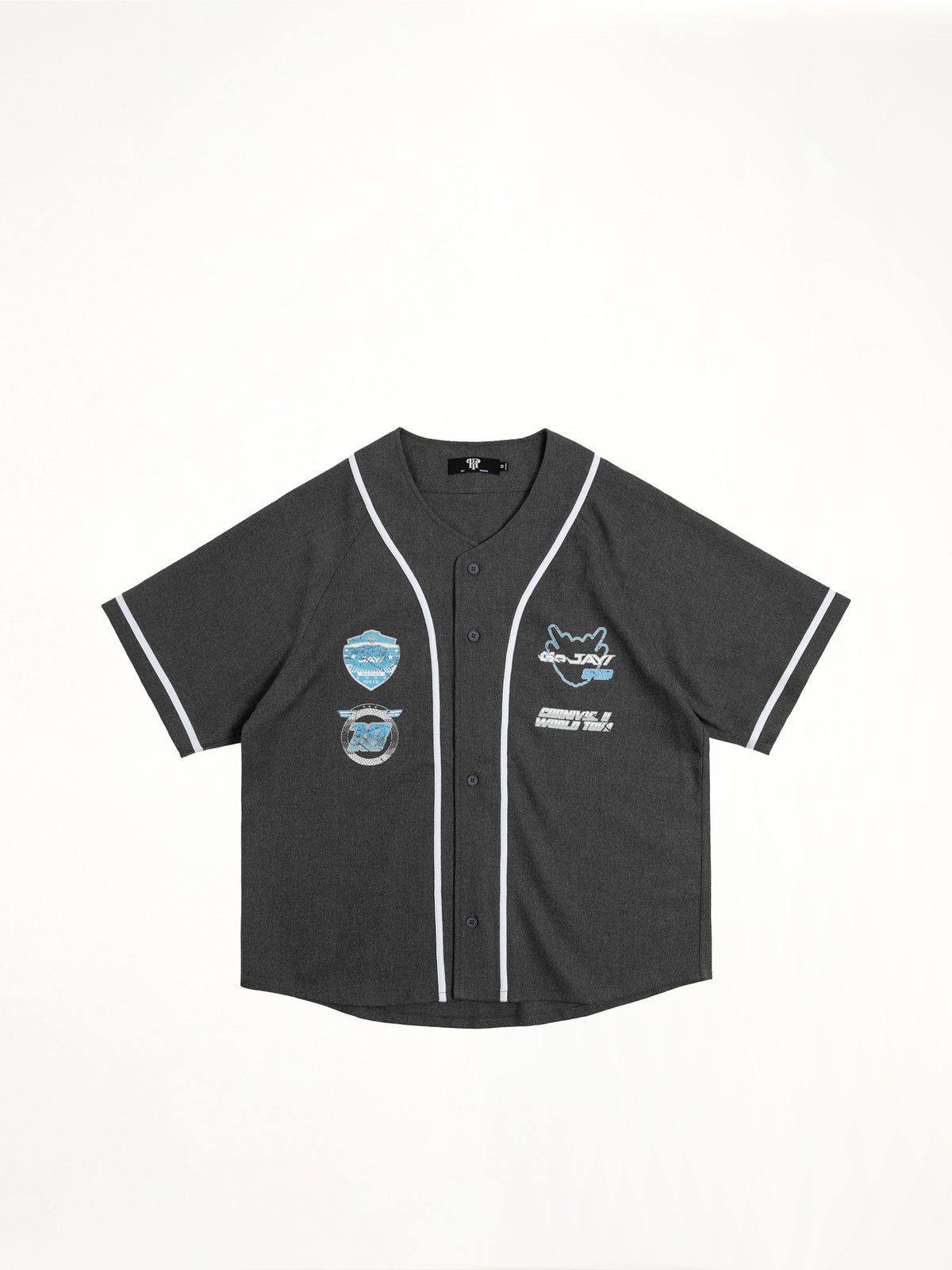 J Carnival II World Tour Race Car Baseball Shirt in Dark Grey