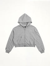 J Carnival II World Tour Cropped Zip Hoodie in Light Grey
