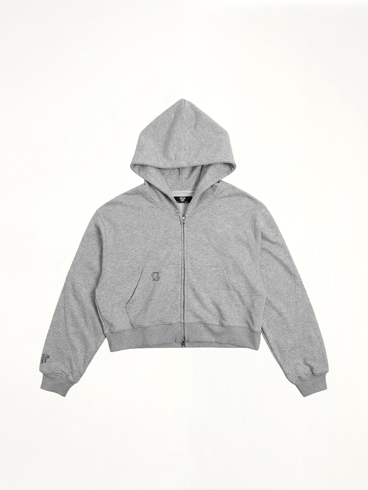 J Carnival II World Tour Cropped Zip Hoodie in Light Grey