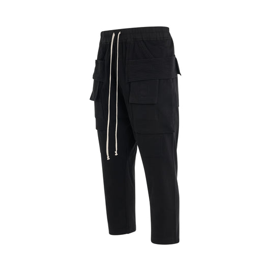 Men Cargo Cropped Drawstring Pants in Black