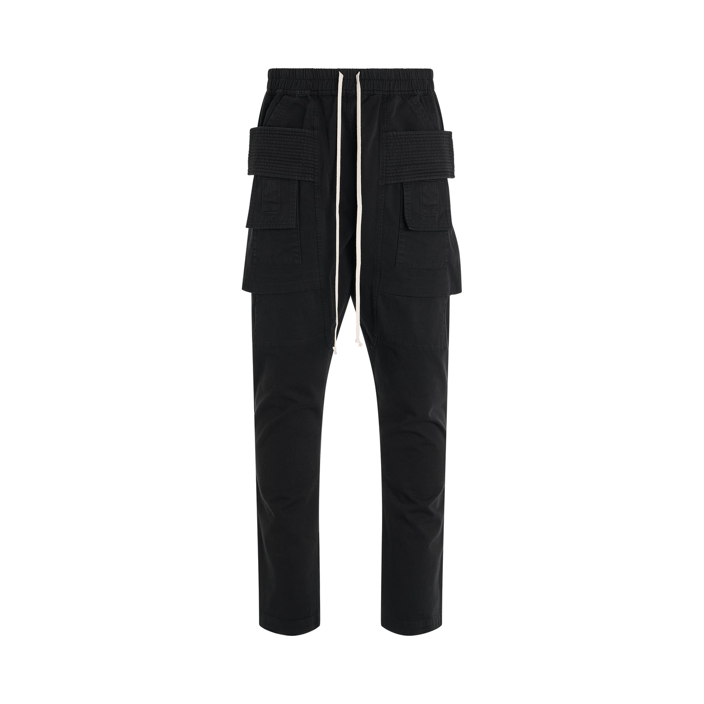 Men Creatch Cargo Cropped Drawstring Pants in Black