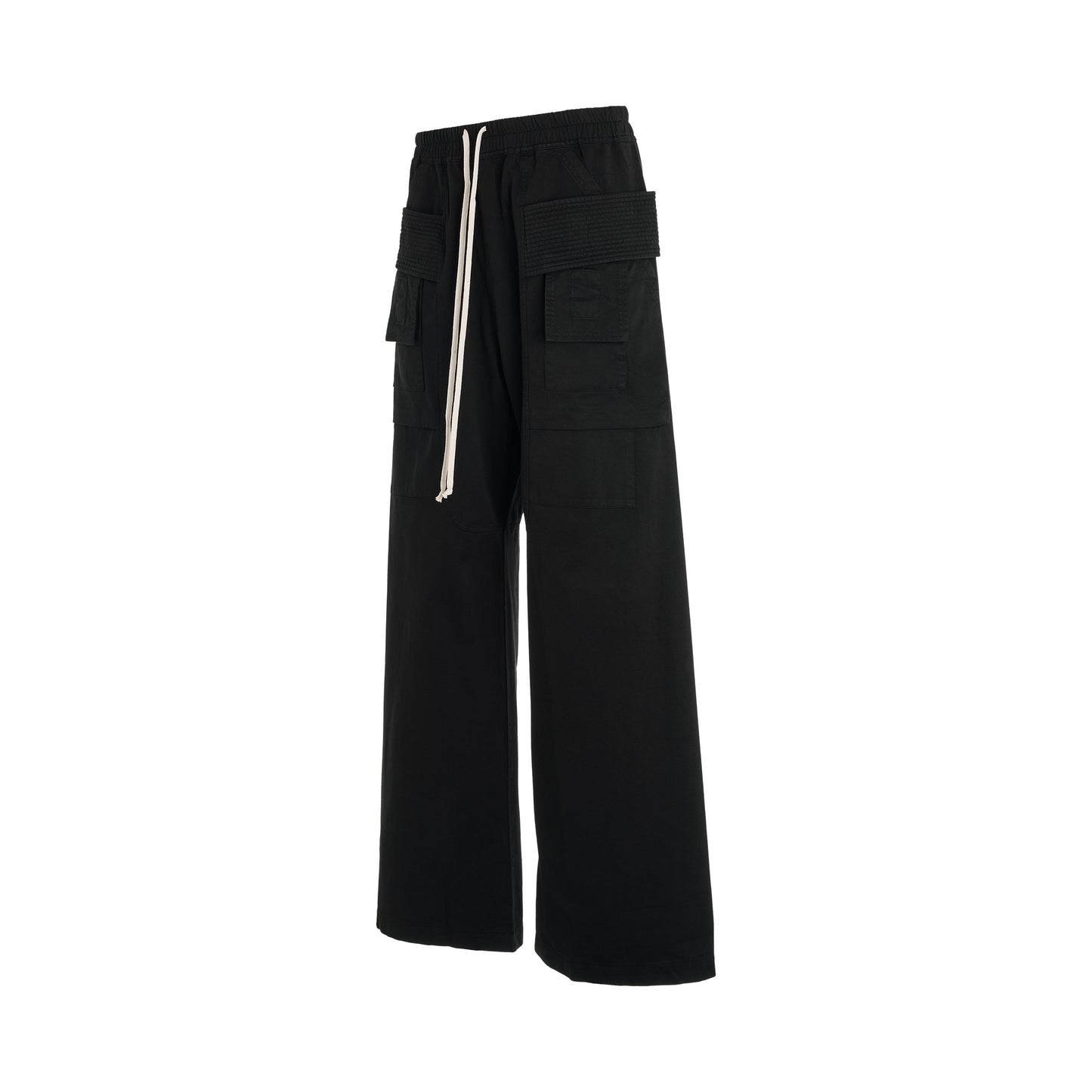 Creatch Wide Cargo Drawstring Pants in Black