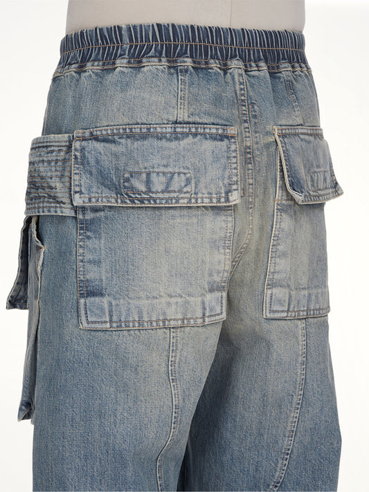 Creatch Wide Cargo Drawstring in Washed Indigo