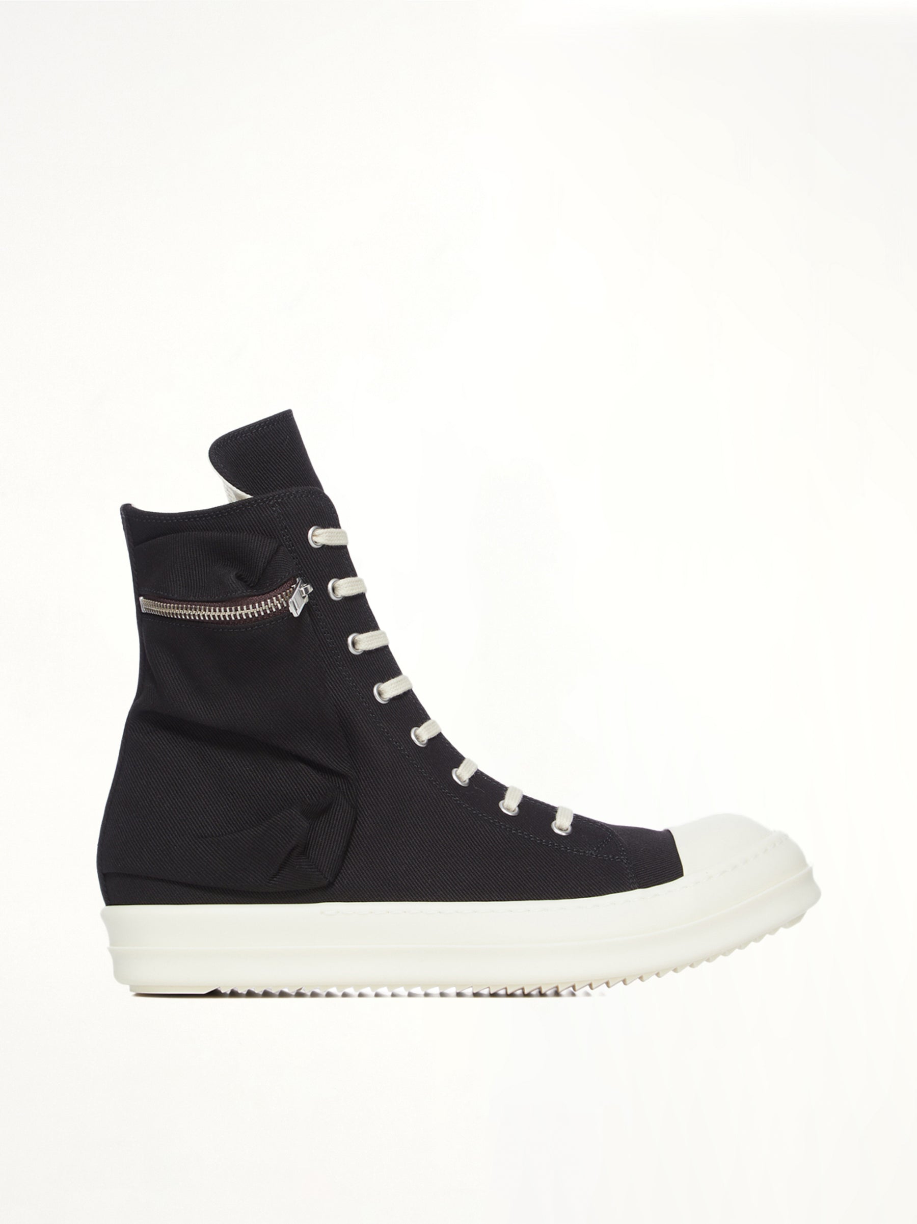 Cargo Sneaks in Black/Milk Side View | RICK OWENS DRKSHDW