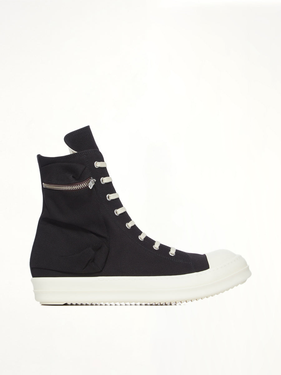 Cargo Sneaks in Black/Milk Side View | RICK OWENS DRKSHDW