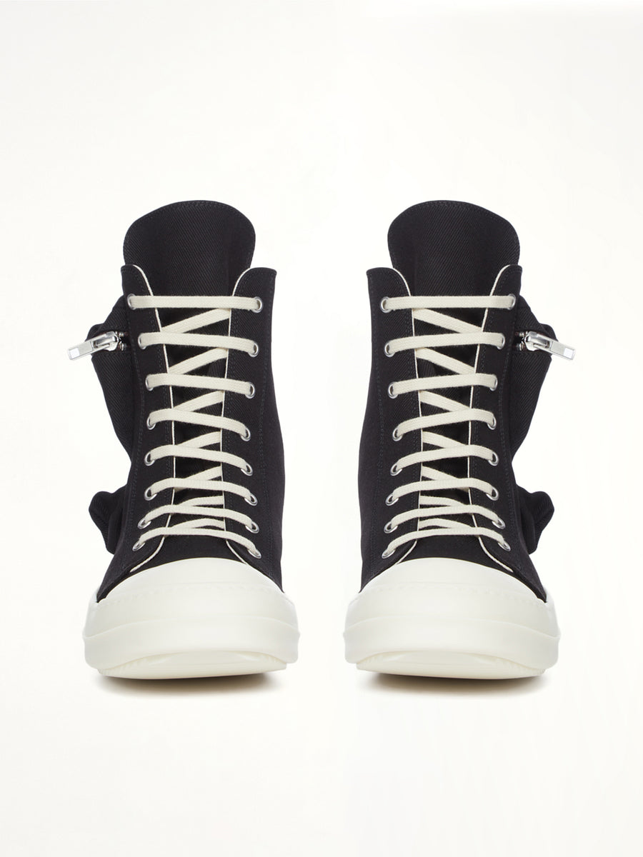 Cargo Sneaks in Black/Milk Back View | RICK OWENS DRKSHDW