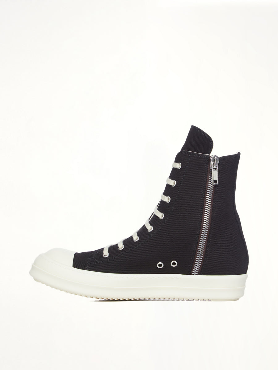 Cargo Sneaks in Black/Milk Top View | RICK OWENS DRKSHDW
