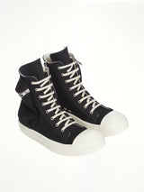 Cargo Sneaks in Black/Milk Front View | RICK OWENS DRKSHDW
