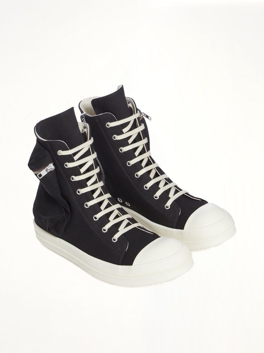Cargo Sneaks in Black/Milk Front View | RICK OWENS DRKSHDW