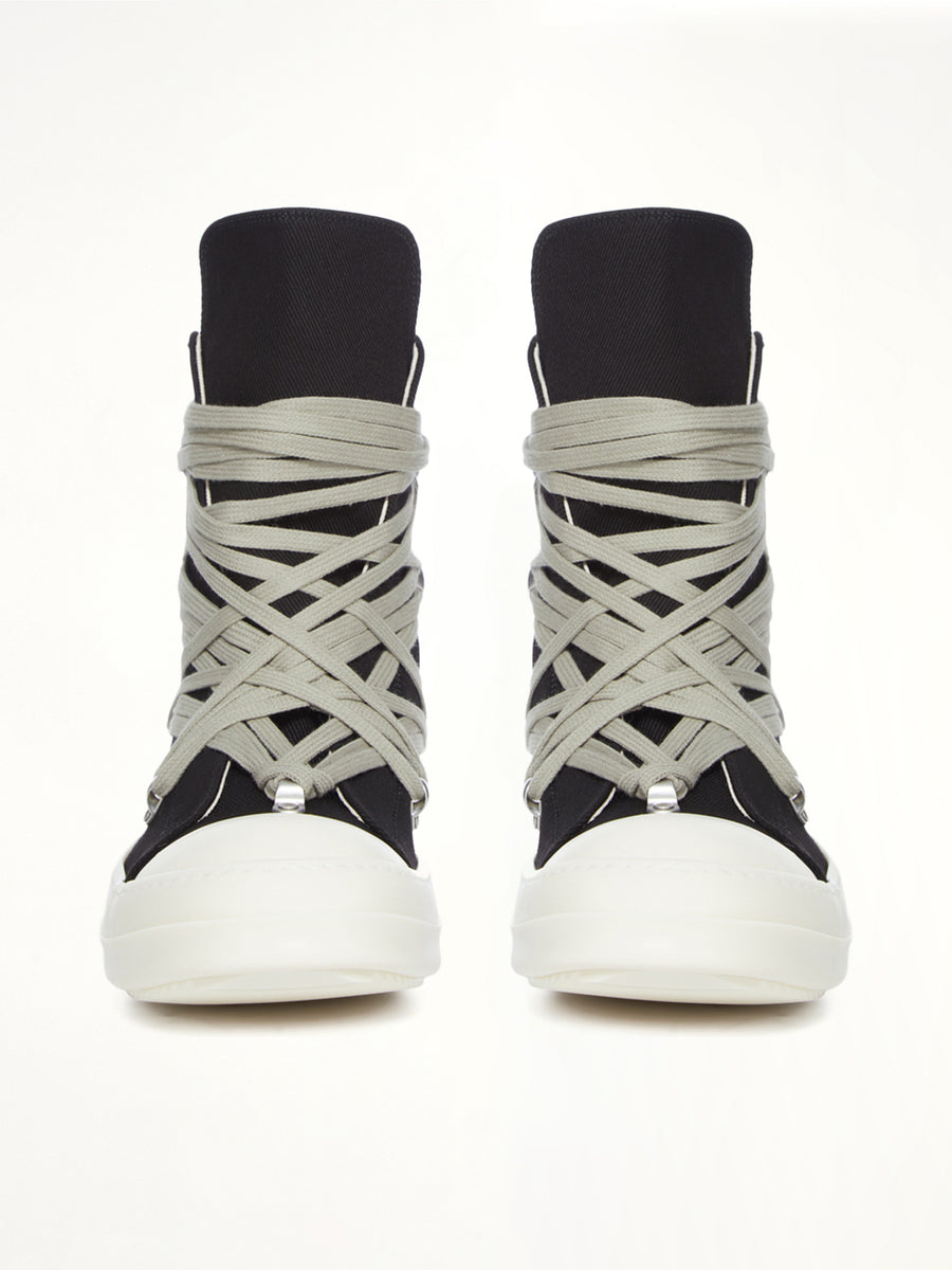 Megalace Sneaks in Black/Milk Back View | RICK OWENS DRKSHDW