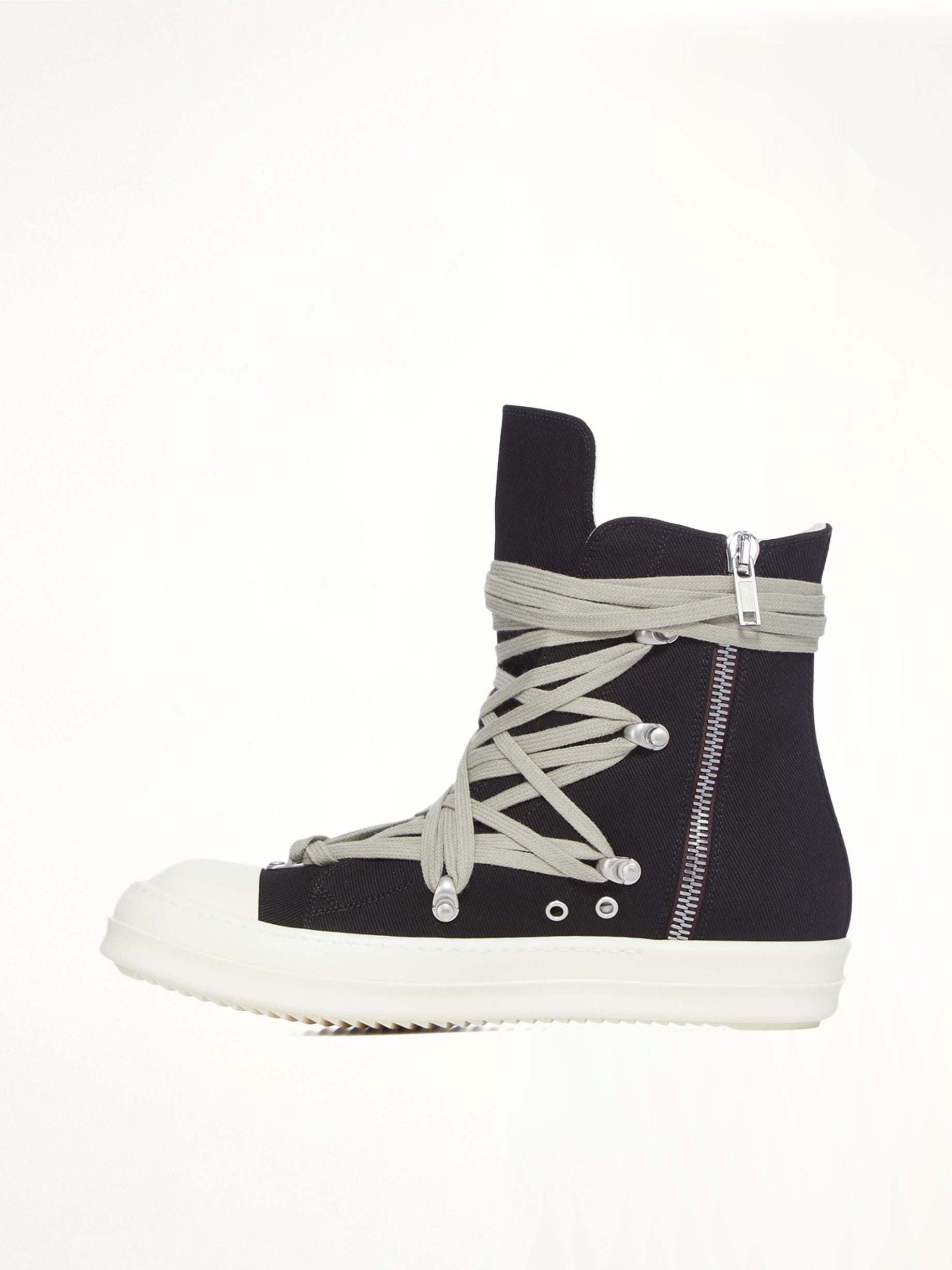 Megalace Sneaks in Black/Milk Top View | RICK OWENS DRKSHDW