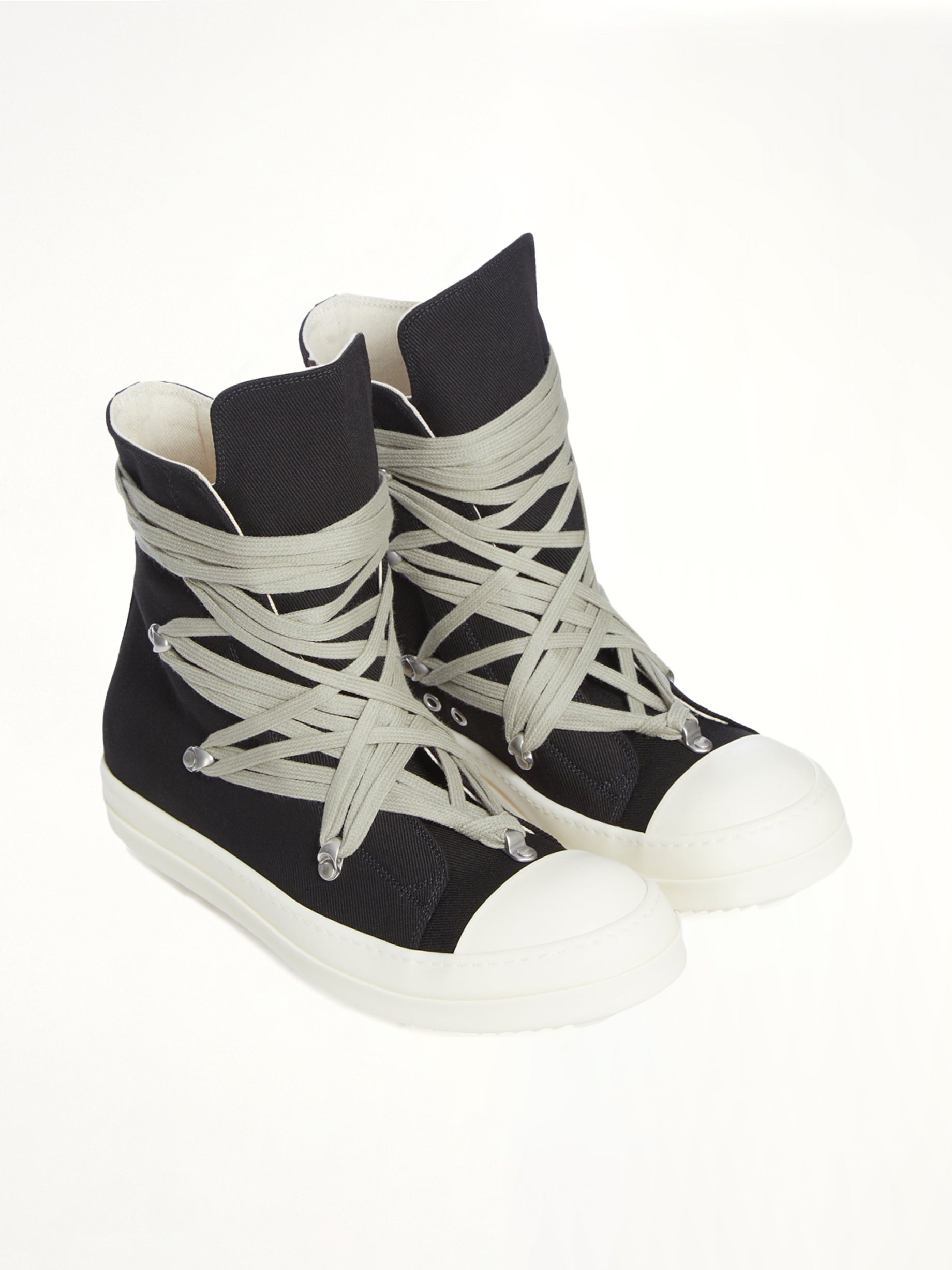 Megalace Sneaks in Black/Milk Front View | RICK OWENS DRKSHDW