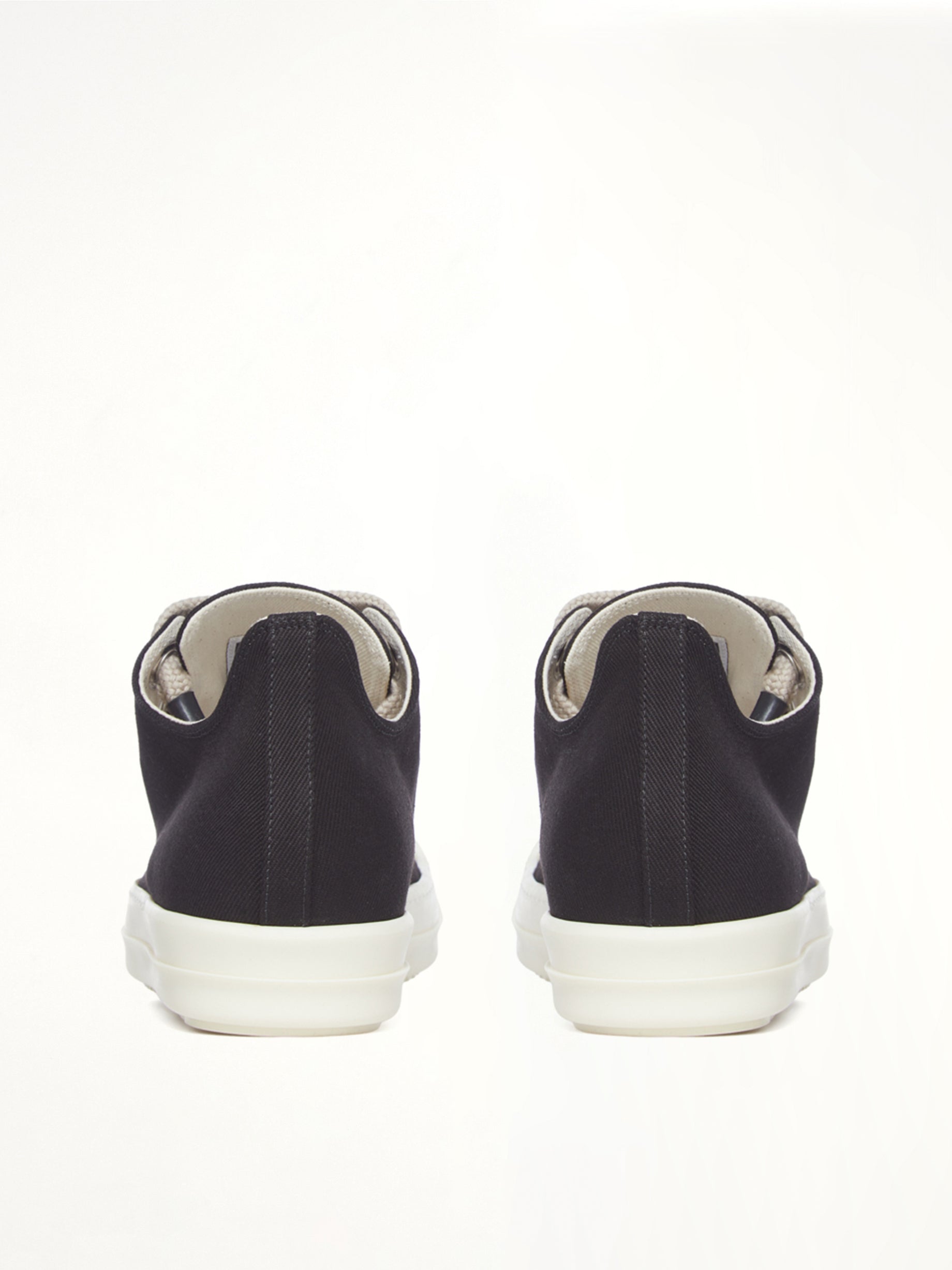 RICK OWENS DRKSHDW Jumbolace Low Sneaks in Black/Milk Top View from MARAIS