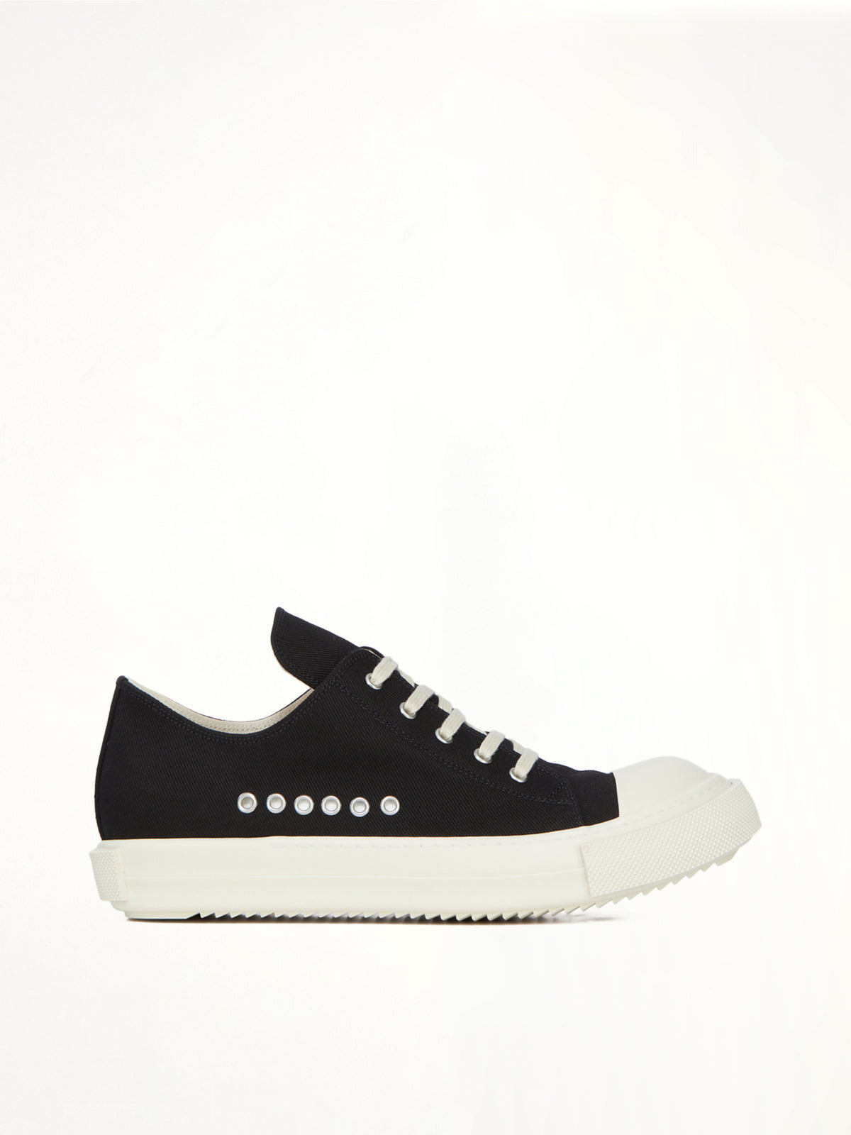 Extreme Low Sneaks in Black/Milk Side View | RICK OWENS DRKSHDW
