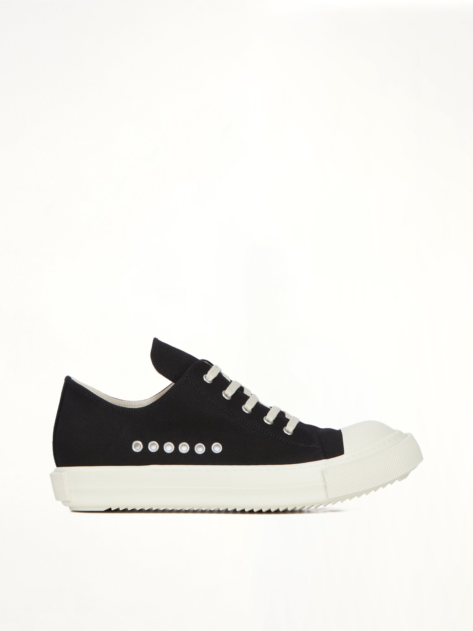 Extreme Low Sneaks in Black/Milk Side View | RICK OWENS DRKSHDW