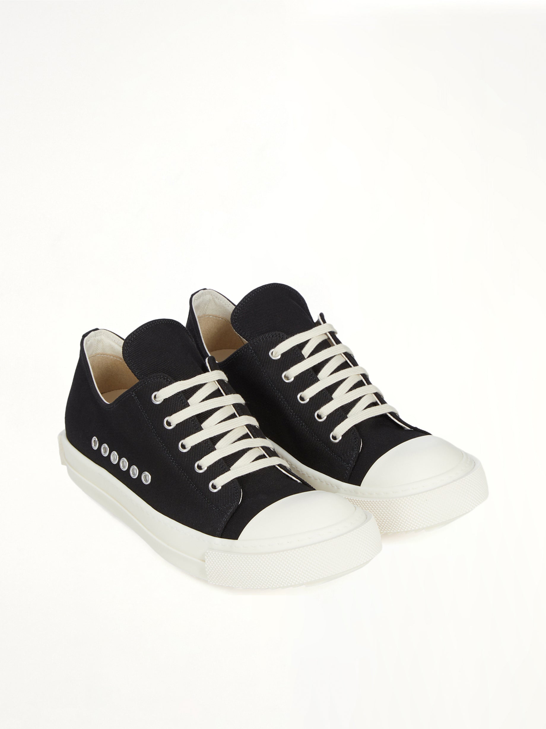 Extreme Low Sneaks in Black/Milk Front View | RICK OWENS DRKSHDW
