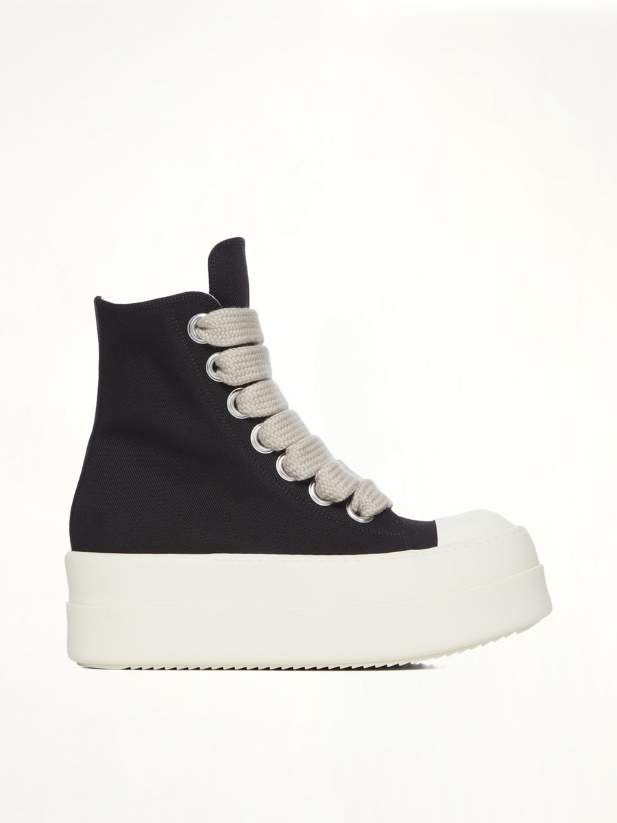 Mega Bumper Jumbolace Sneaks in Black/Milk Side View | RICK OWENS DRKSHDW
