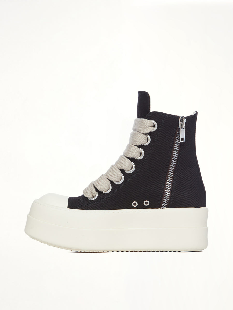 Mega Bumper Jumbolace Sneaks in Black/Milk Top View | RICK OWENS DRKSHDW