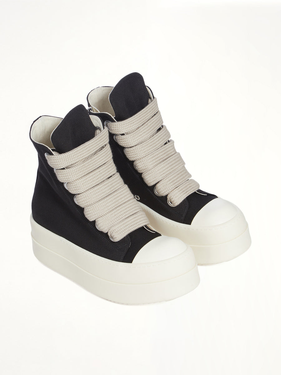 Mega Bumper Jumbolace Sneaks in Black/Milk Front View | RICK OWENS DRKSHDW