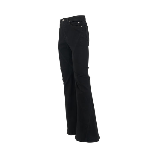 Bias Bootcut Denim Pants in Black