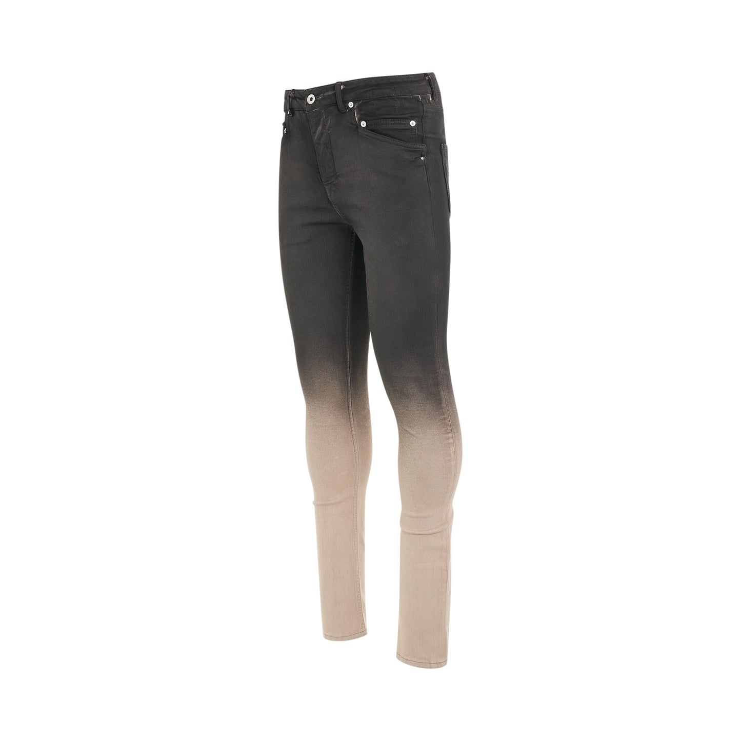 Tyrone Cut Denim Pants in Black/Pearl