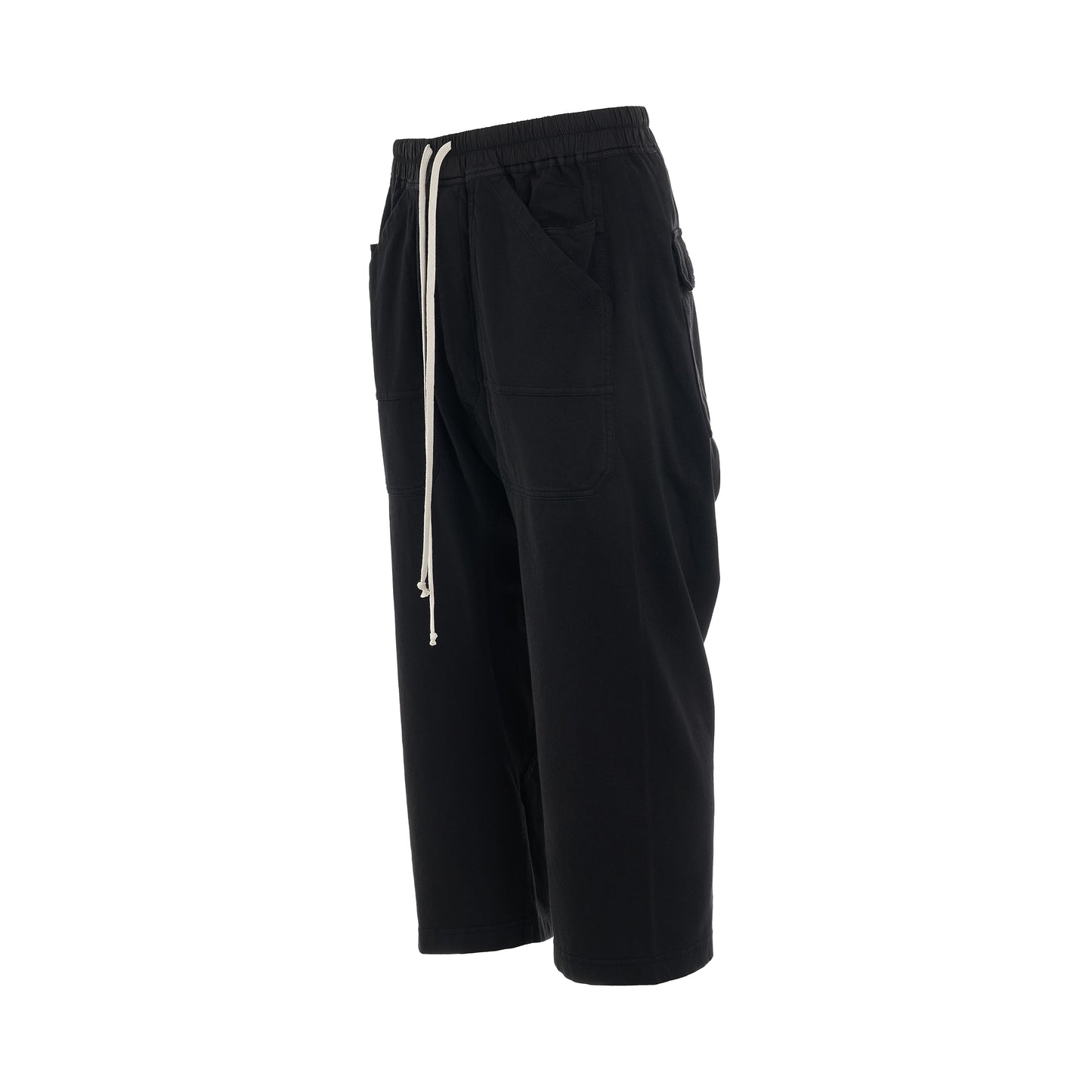 Classic Cargo Cropped Drawstring Pants in Black