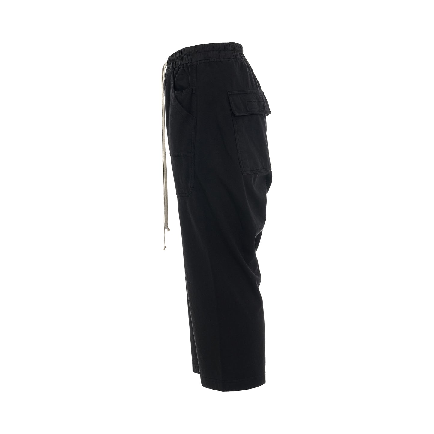 Classic Cargo Cropped Drawstring Pants in Black