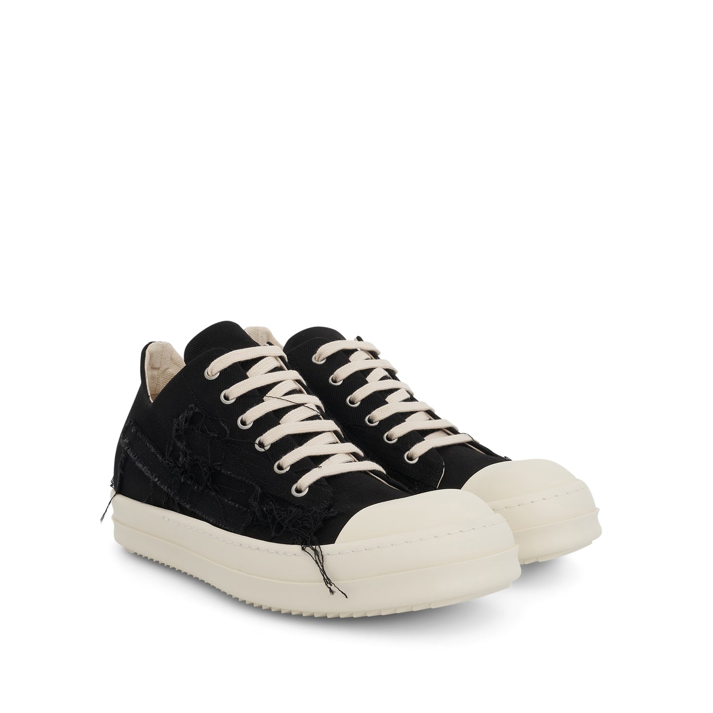 Denim Slashed Low Sneaker in Black/Milk