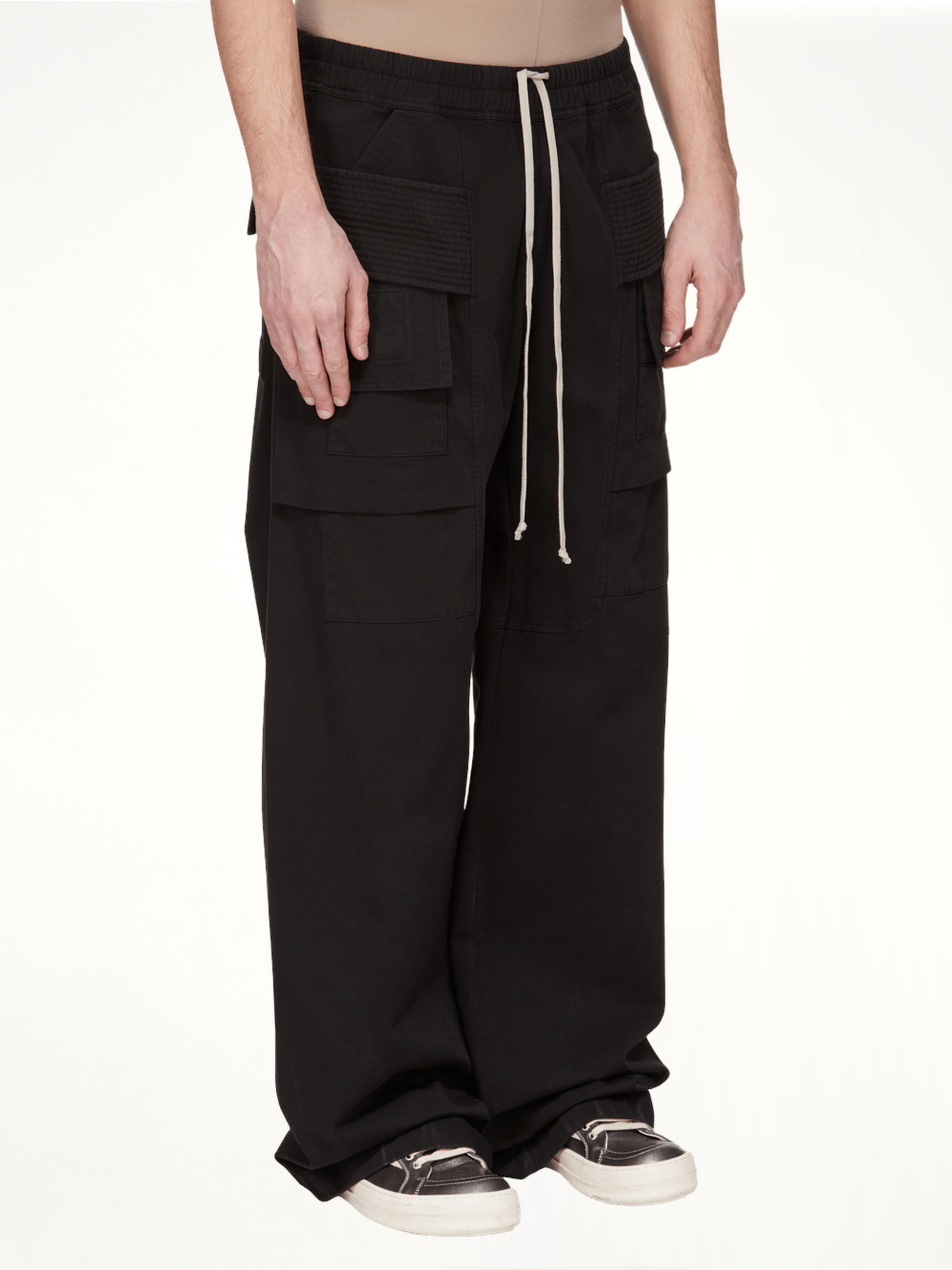 DRKSHDW - Mens Creatch Wide Cargo Drawstring Pants in Black DRKSHDW - Mens Creatch Wide Cargo Drawstring Pants in Black