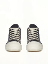 Low Sneaks in Black Washed Back View | RICK OWENS DRKSHDW