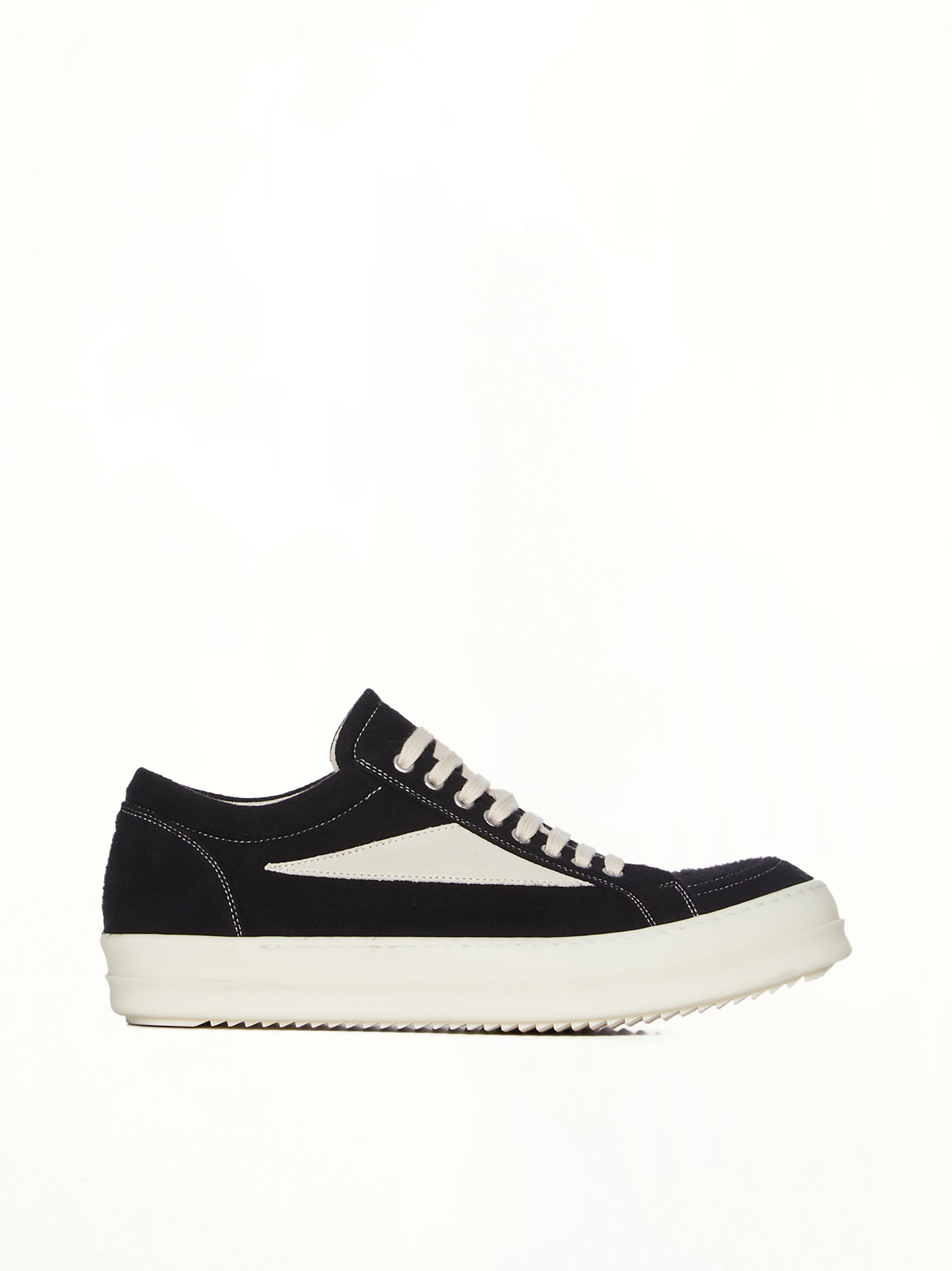 Vintage Sneaks in Black/Milk/Milk Side View | RICK OWENS DRKSHDW