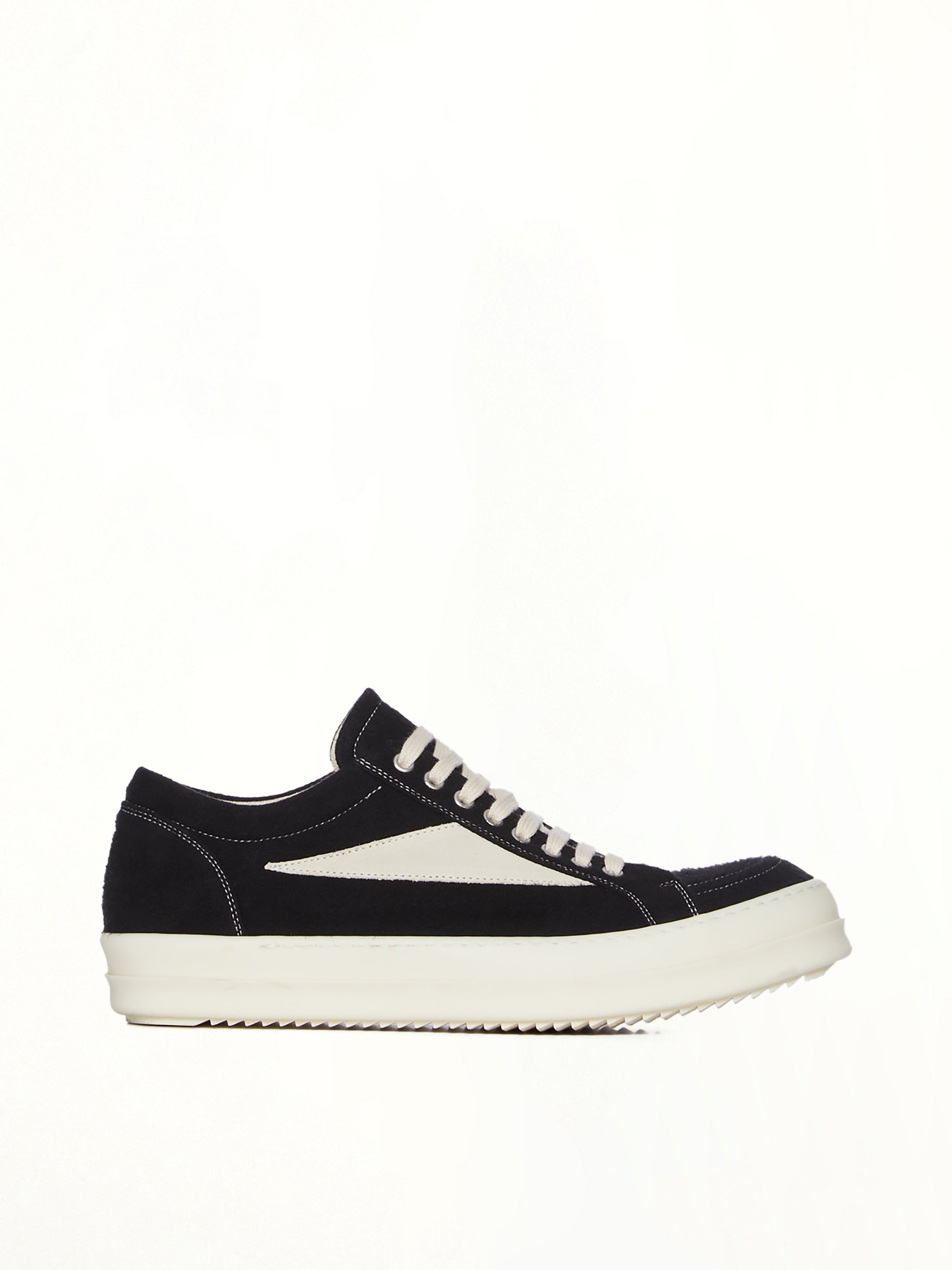 Vintage Sneaks in Black/Milk/Milk Side View | RICK OWENS DRKSHDW