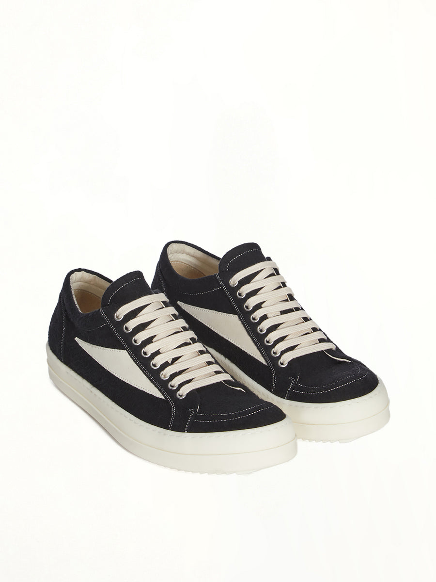 Vintage Sneaks in Black/Milk/Milk Front View | RICK OWENS DRKSHDW