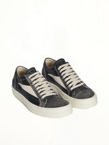 Vintage Sneaks in Black Washed Front View | RICK OWENS DRKSHDW