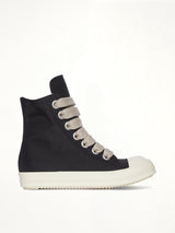 Jumbolace Sneaks in Black/Milk/Milk Side View | RICK OWENS DRKSHDW