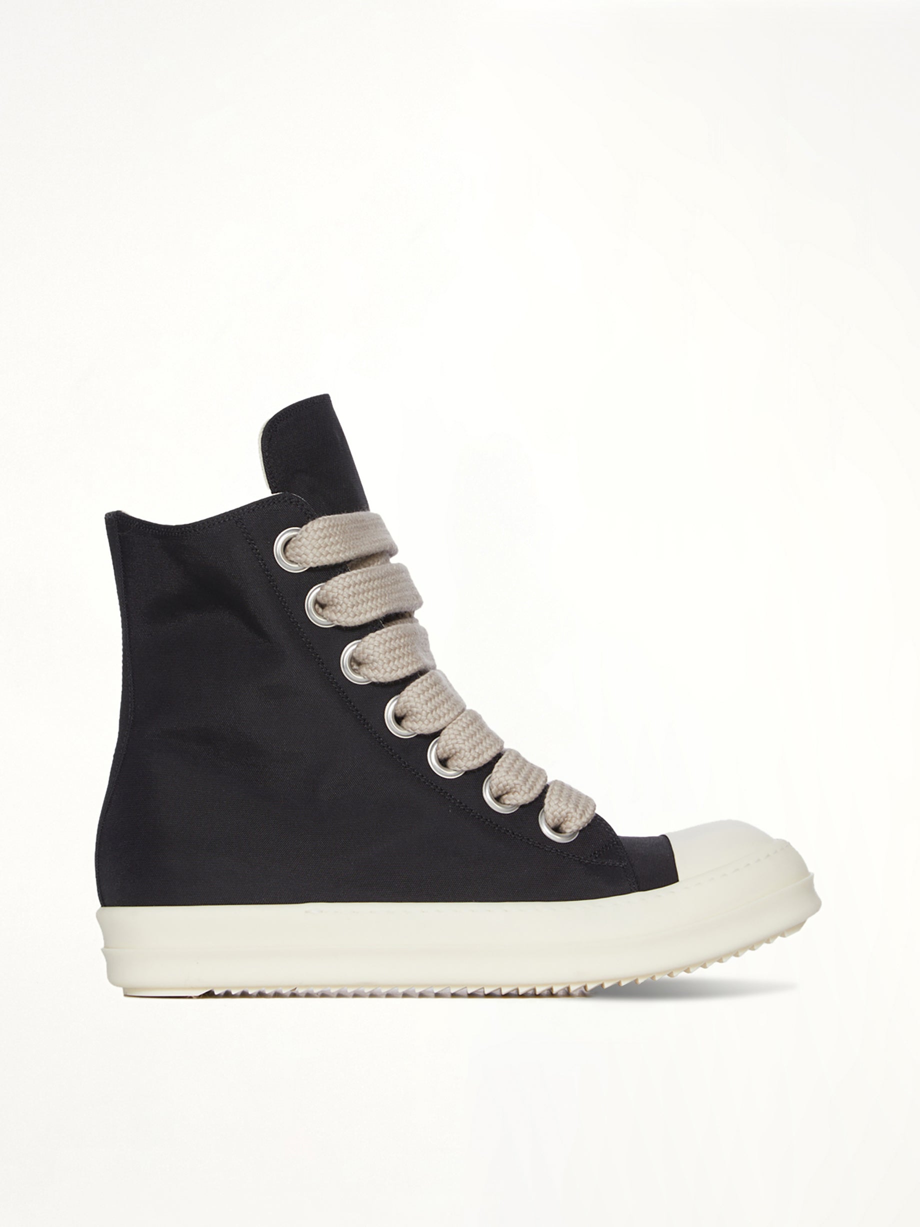 Jumbolace Sneaks in Black/Milk/Milk Side View | RICK OWENS DRKSHDW