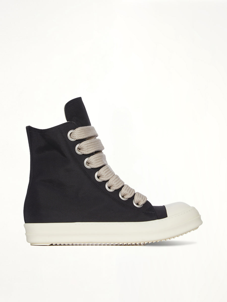 Jumbolace Sneaks in Black/Milk/Milk Side View | RICK OWENS DRKSHDW