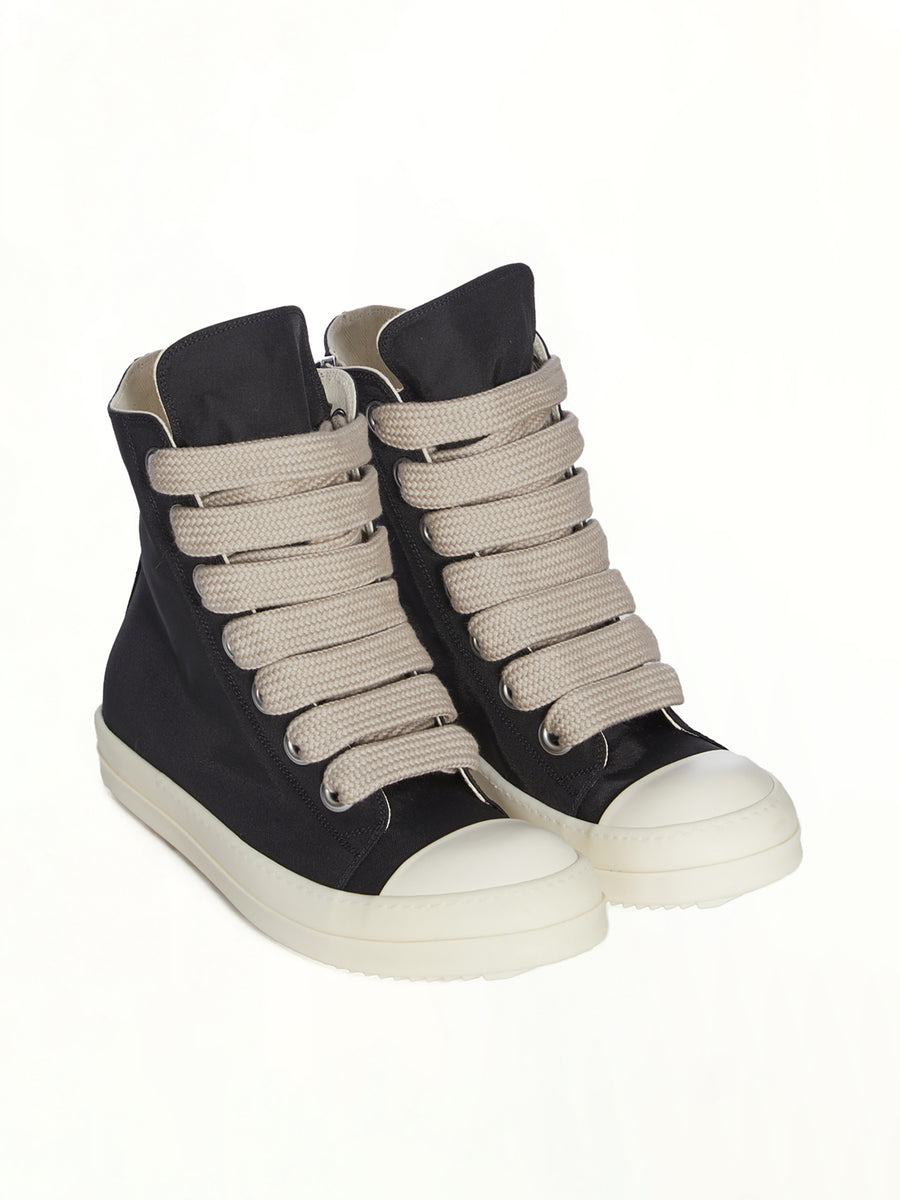 Jumbolace Sneaks in Black/Milk/Milk Front View | RICK OWENS DRKSHDW