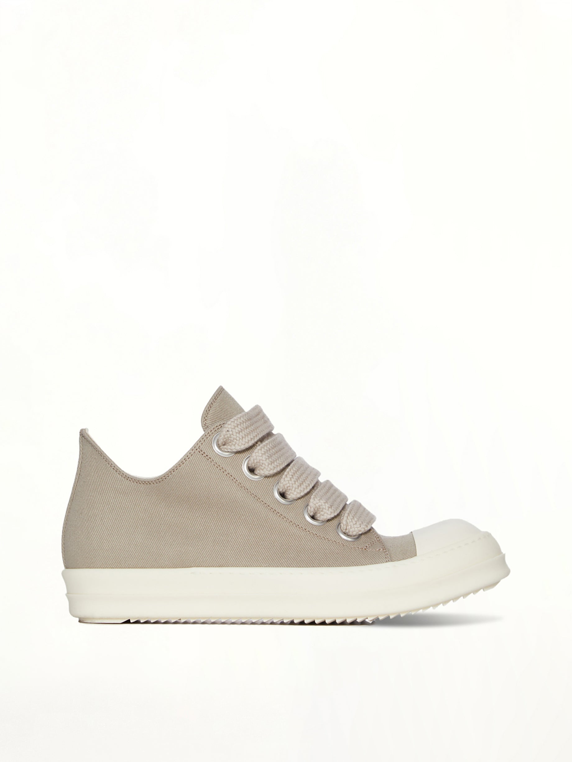 Jumbolace Low Sneaks in Dirty Pearl/Milk/Milk Side View | RICK OWENS DRKSHDW