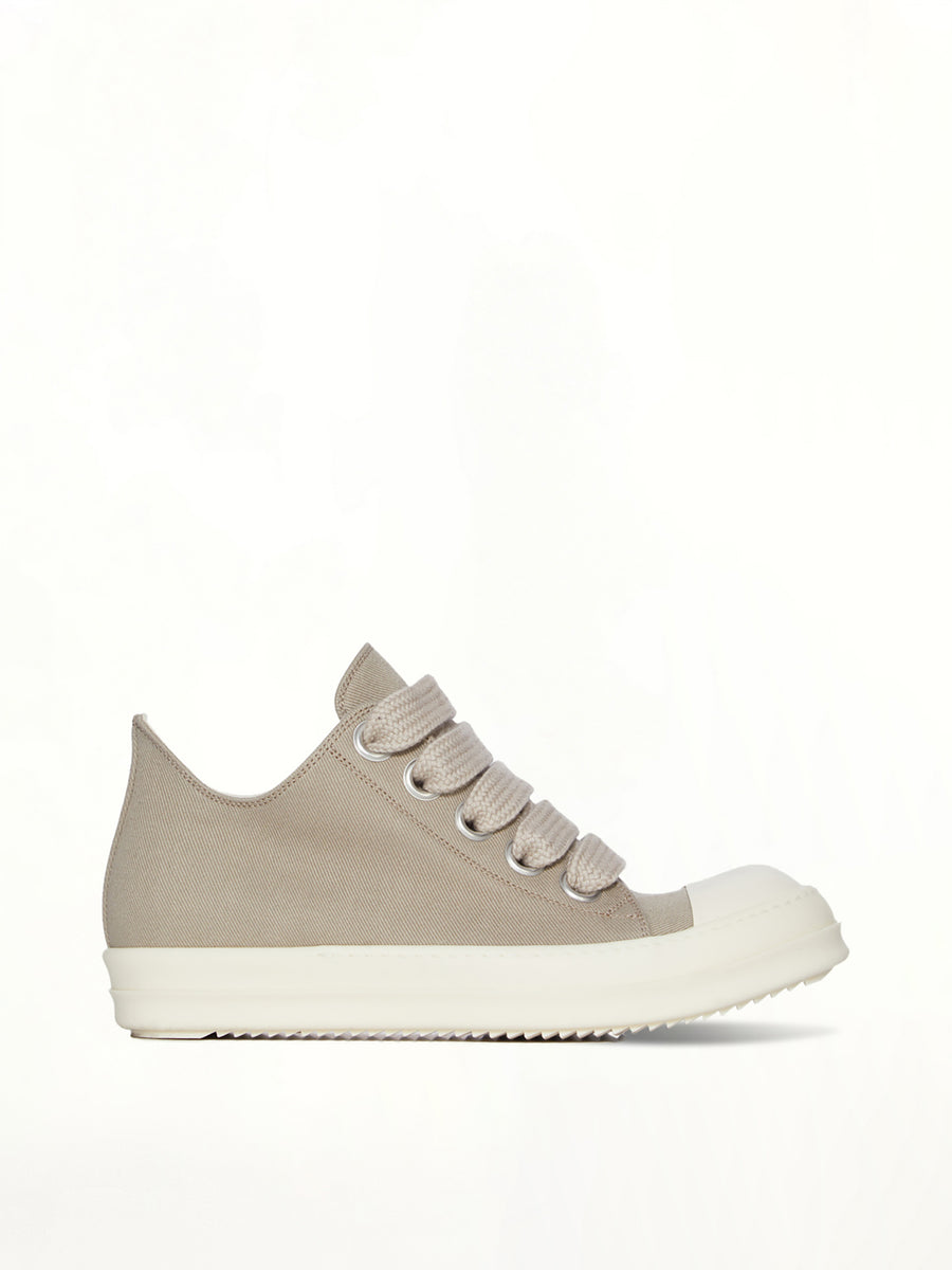 Jumbolace Low Sneaks in Dirty Pearl/Milk/Milk Side View | RICK OWENS DRKSHDW