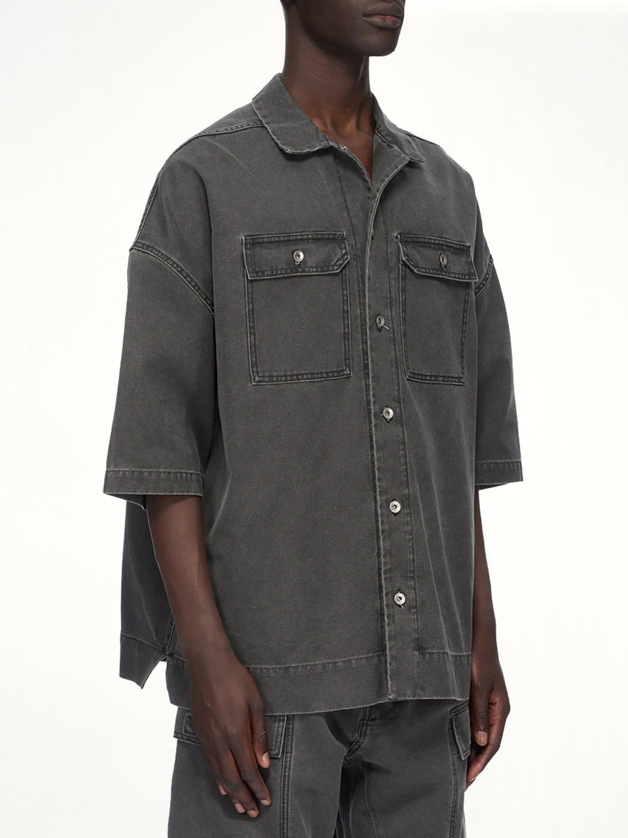 Cotton Canvas Magnum Tommy Shirt in Gravel