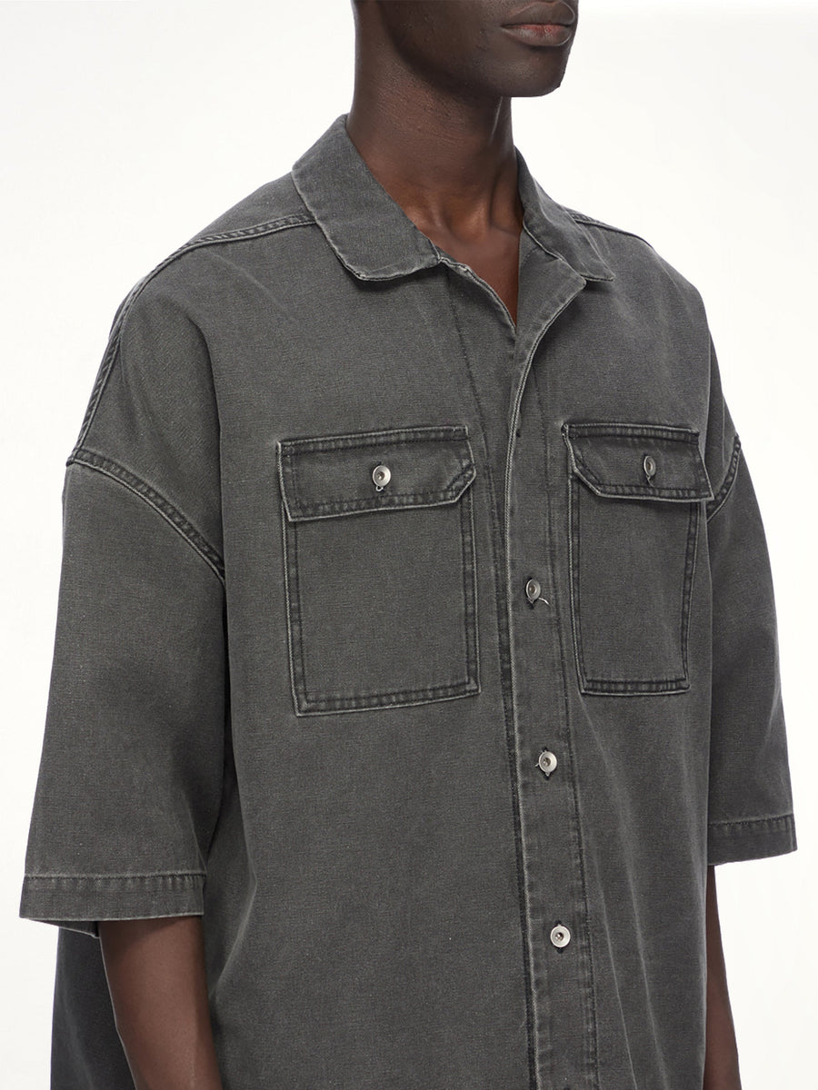 Cotton Canvas Magnum Tommy Shirt in Gravel
