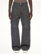 Cotton Canvas Double Cargo Jeans in Gravel