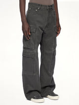 Cotton Canvas Double Cargo Jeans in Gravel