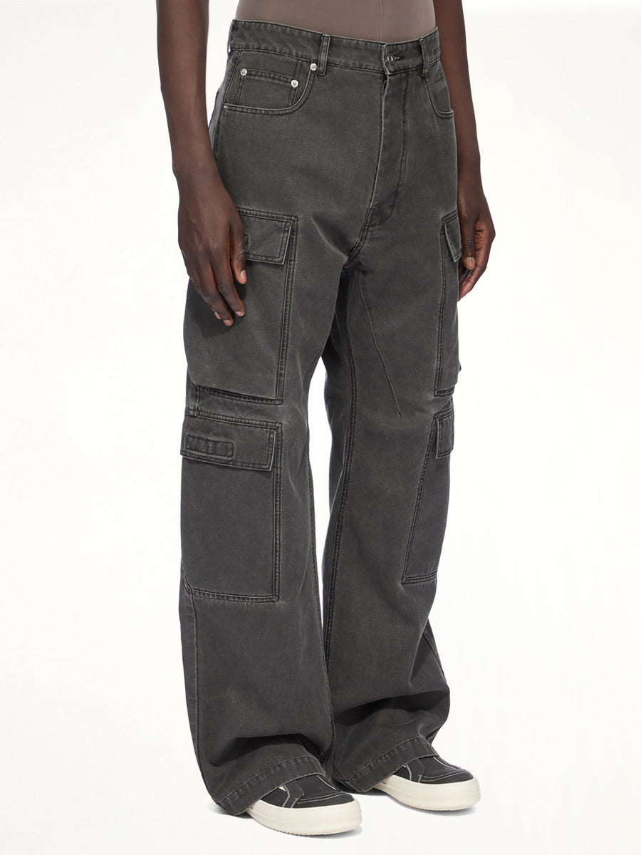 Cotton Canvas Double Cargo Jeans in Gravel