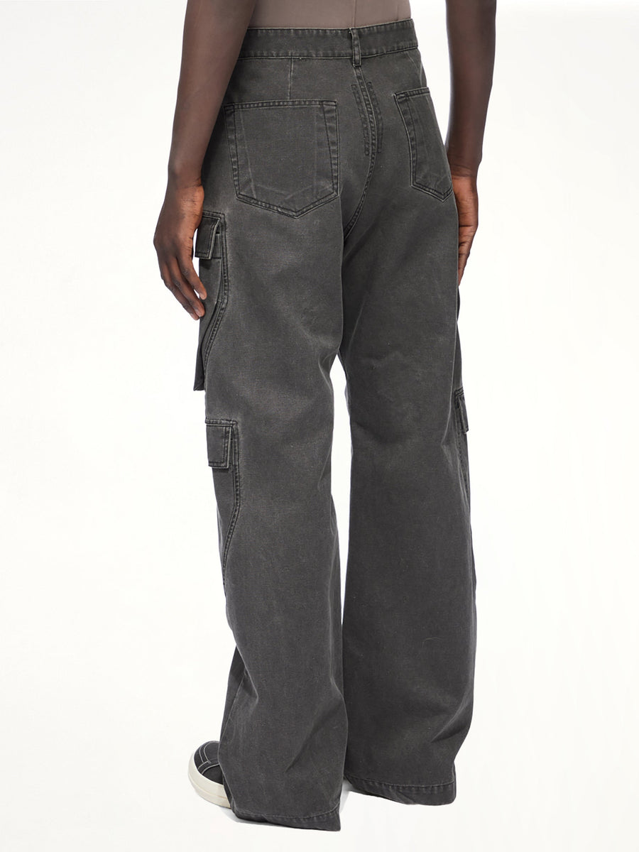 Cotton Canvas Double Cargo Jeans in Gravel
