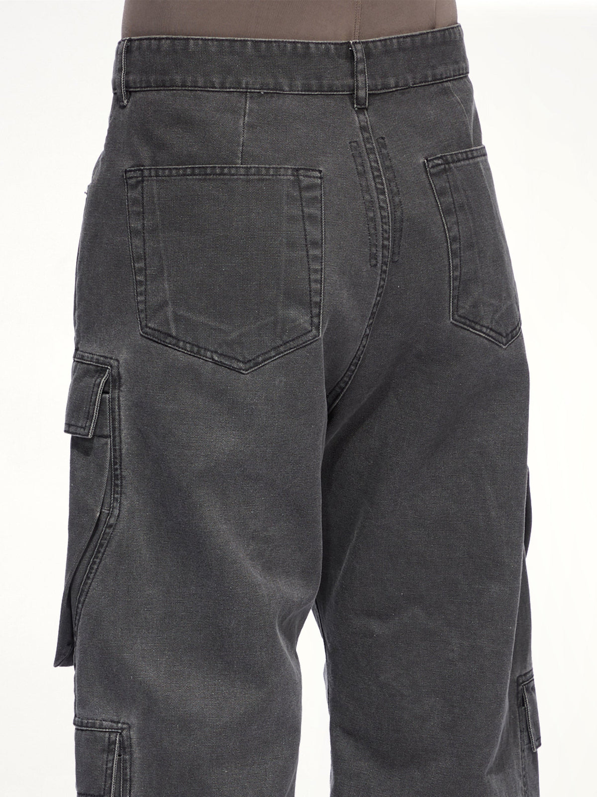 Cotton Canvas Double Cargo Jeans in Gravel