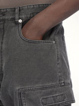 Cotton Canvas Double Cargo Jeans in Gravel
