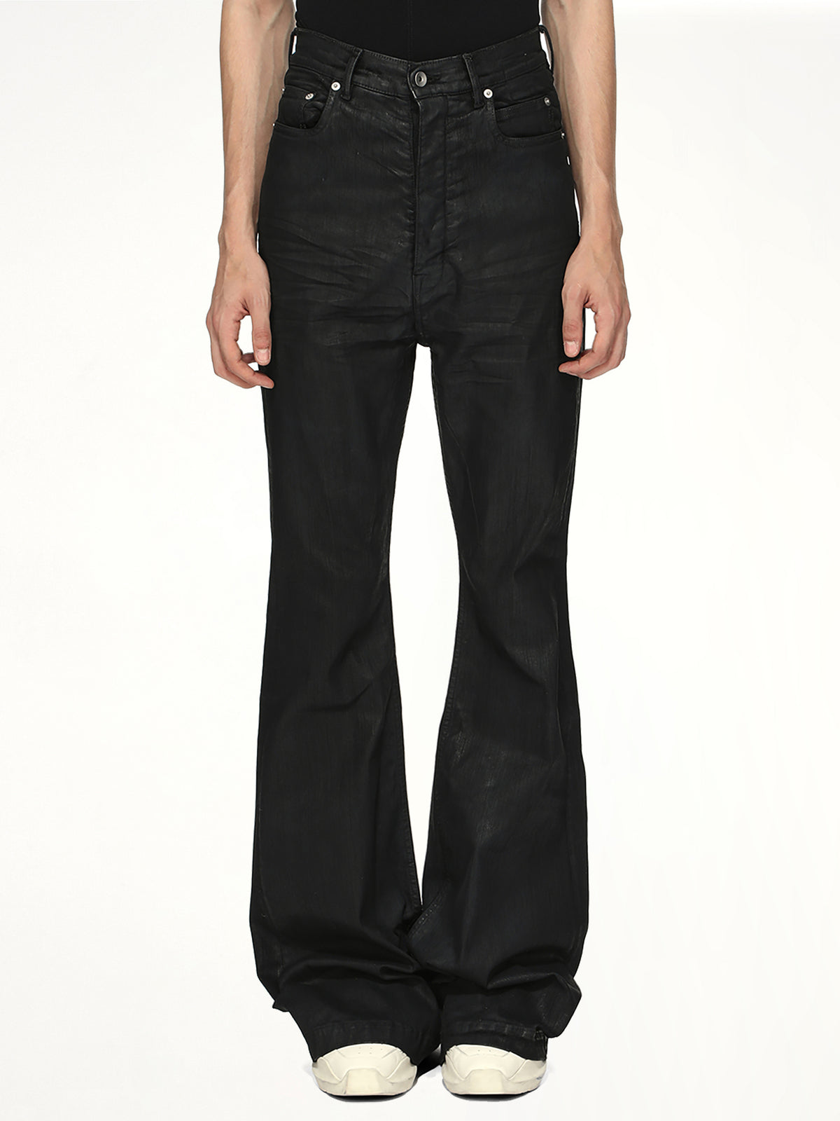 RICK OWENS DRKSHDW - Denim Bolan Bootcut in Black Wax — MARAIS