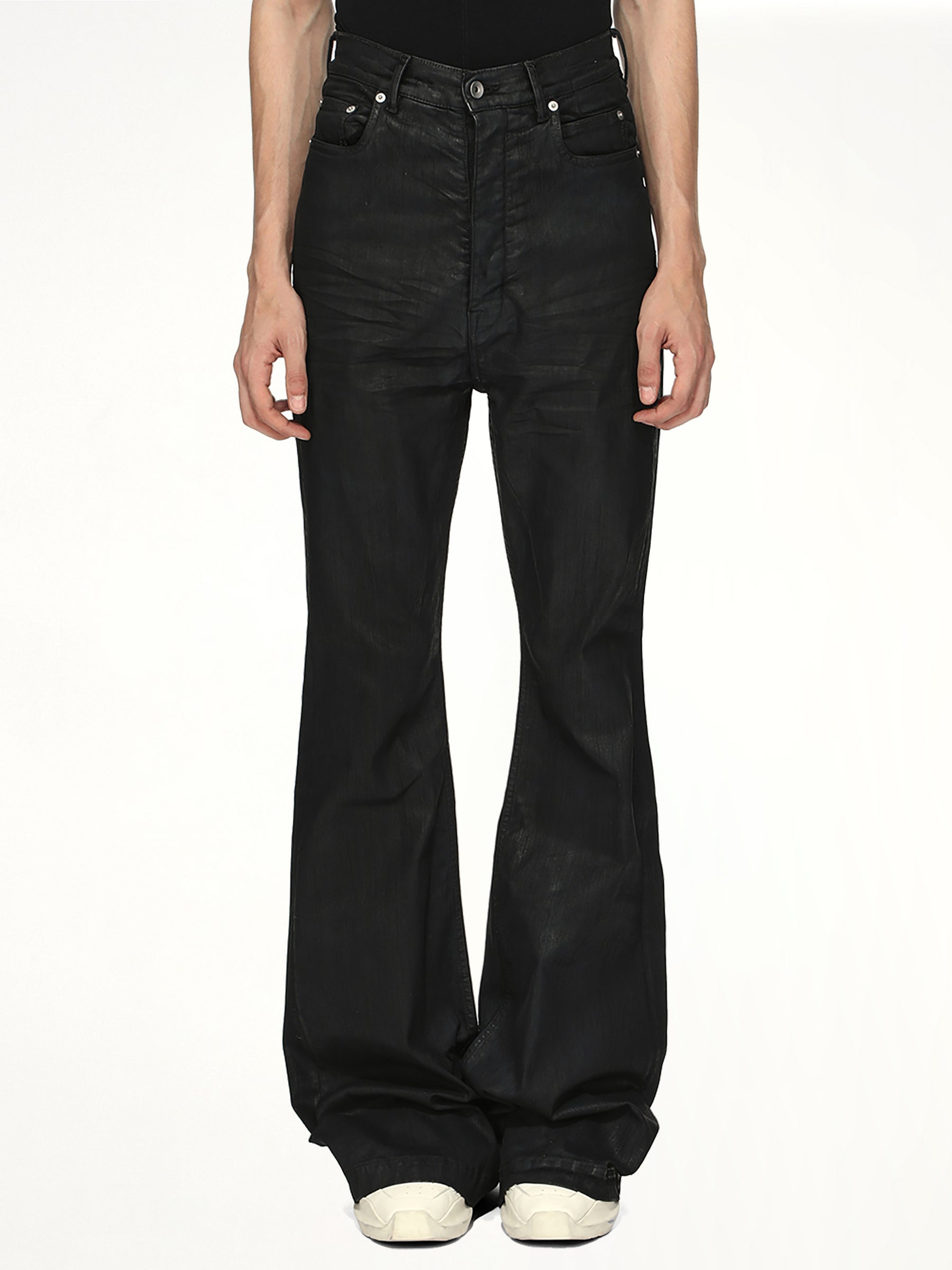 Stretch Denim Bolan Bootcut in Black Wax